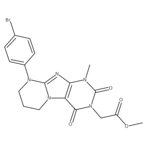 methyl 2-(9-(4-bromophenyl)-1-methyl-2,4-dioxo-1,2,6,7,8,9-hexahydropyrimido[2,1-f]purin-3(4H)-yl)acetate Structure