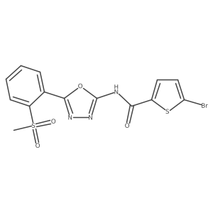 5-bromo-N-(5-(2-(methylsulfonyl)phenyl)-1,3,4-oxadiazol-2-yl)thiophene-2-carboxamide结构式