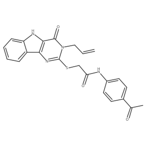 N-(4-acetylphenyl)-2-((3-allyl-4-oxo-4,5-dihydro-3H-pyrimido[5,4-b]indol-2-yl)thio)acetamide结构式