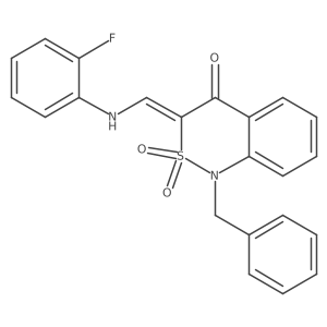 (3E)-1-benzyl-3-{[(2-fluorophenyl)amino]methylene}-1H-2,1-benzothiazin-4(3H)-one 2,2-dioxide Structure