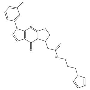 N-(3-Imidazol-1-ylpropyl)-2-[6-(3-methylphenyl)-2-oxo-10-thia-1,5,6,8-tetrazatricyclo[7.3.0.03,7]dodeca-3(7),4,8-trien-12-yl]acetamide Structure
