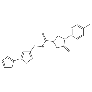 1-(4-fluorophenyl)-5-oxo-N-{[5-(thiophen-2-yl)-1,2-oxazol-3-yl]methyl}pyrrolidine-3-carboxamide结构式