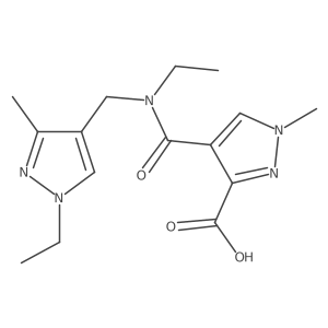 4-[[Ethyl[(1-ethyl-3-methyl-1H-pyrazol-4-yl)methyl]amino]carbonyl]-1-methyl-1H-pyrazole-3-carboxylic acid结构式