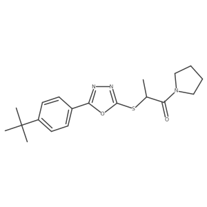 2-[[5-[4-(1,1-Dimethylethyl)phenyl]-1,3,4-oxadiazol-2-yl]thio]-1-(1-pyrrolidinyl)-1-propanone结构式