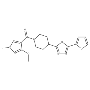 (4-(5-(furan-2-yl)-1,3,4-oxadiazol-2-yl)piperidin-1-yl)(3-methoxy-1-methyl-1H-pyrazol-4-yl)methanone Structure