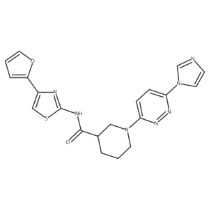 1-(6-(1H-imidazol-1-yl)pyridazin-3-yl)-N-(4-(furan-2-yl)thiazol-2-yl)piperidine-3-carboxamide结构式