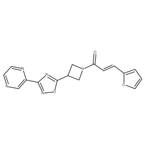 (E)-3-(furan-2-yl)-1-(3-(3-(pyrazin-2-yl)-1,2,4-oxadiazol-5-yl)azetidin-1-yl)prop-2-en-1-one结构式