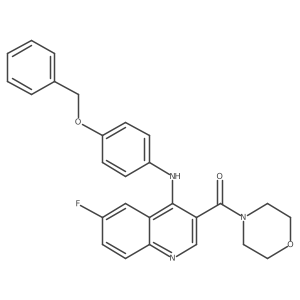 (4-((4-(Benzyloxy)phenyl)amino)-6-fluoroquinolin-3-yl)(morpholino)methanone Structure