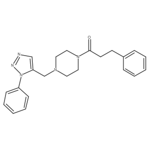 3-phenyl-1-(4-((1-phenyl-1H-1,2,3-triazol-5-yl)methyl)piperazin-1-yl)propan-1-one结构式