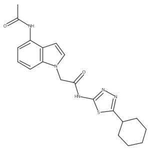 2-(4-acetamido-1H-indol-1-yl)-N-(5-cyclohexyl-1,3,4-thiadiazol-2-yl)acetamide结构式