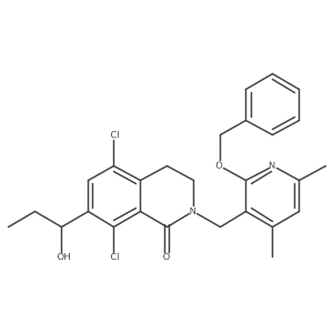 5,8-Dichloro-2-[[4,6-dimethyl-2-(phenylmethoxy)-3-pyridinyl]methyl]-3,4-dihydro-7-(1-hydroxypropyl)-1(2H)-isoquinolinone结构式