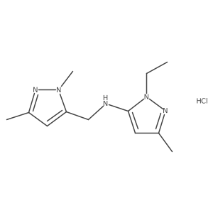 N-[(2,5-dimethylpyrazol-3-yl)methyl]-2-ethyl-5-methylpyrazol-3-amine;hydrochloride结构式