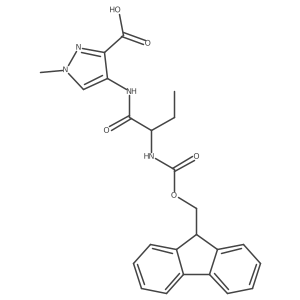 4-[(2S)-2-({[(9H-fluoren-9-yl)methoxy]carbonyl}amino)butanamido]-1-methyl-1H-pyrazole-3-carboxylic acid Structure
