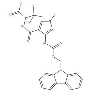 2-{[3-({[(9H-fluoren-9-yl)methoxy]carbonyl}amino)-1-methyl-1H-pyrazol-4-yl]formamido}-3,3,3-trifluoropropanoic acid Structure