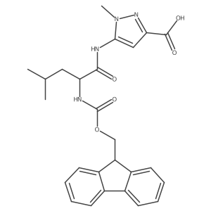 5-[2-({[(9H-fluoren-9-yl)methoxy]carbonyl}amino)-4-methylpentanamido]-1-methyl-1H-pyrazole-3-carboxylic acid结构式
