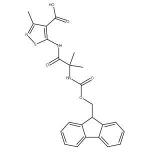 5-[2-({[(9H-fluoren-9-yl)methoxy]carbonyl}amino)-2-methylpropanamido]-3-methyl-1,2-thiazole-4-carboxylic acid结构式
