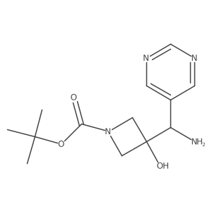 Tert-butyl 3-[amino(pyrimidin-5-yl)methyl]-3-hydroxyazetidine-1-carboxylate结构式