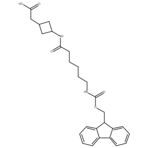 2-{3-[6-({[(9H-fluoren-9-yl)methoxy]carbonyl}amino)hexanamido]cyclobutyl}acetic acid结构式