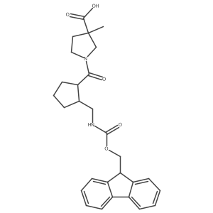 1-{2-[({[(9H-fluoren-9-yl)methoxy]carbonyl}amino)methyl]cyclopentanecarbonyl}-3-methylpyrrolidine-3-carboxylic acid结构式