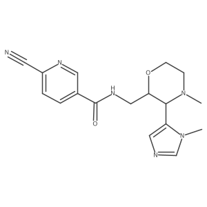 6-cyano-N-{[(2S,3S)-4-methyl-3-(1-methyl-1H-imidazol-5-yl)morpholin-2-yl]methyl}pyridine-3-carboxamide Structure