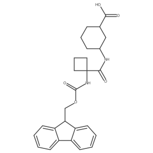 rac-(1R,3S)-3-[1-({[(9H-fluoren-9-yl)methoxy]carbonyl}amino)cyclobutaneamido]cyclohexane-1-carboxylic acid结构式