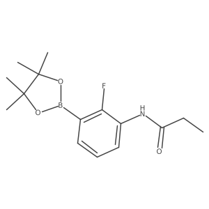 N-[2-fluoro-3-(tetramethyl-1,3,2-dioxaborolan-2-yl)phenyl]propanamide结构式
