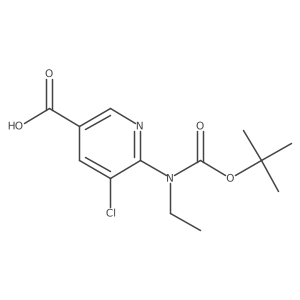 6-{[(Tert-butoxy)carbonyl](ethyl)amino}-5-chloropyridine-3-carboxylic acid结构式