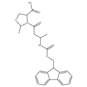 3-[(3S)-3-({[(9H-fluoren-9-yl)methoxy]carbonyl}amino)butanoyl]-2-methyl-1,3-thiazolidine-4-carboxylic acid结构式