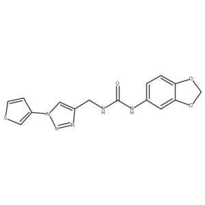 1-(benzo[d][1,3]dioxol-5-yl)-3-((1-(thiophen-3-yl)-1H-1,2,3-triazol-4-yl)methyl)urea结构式