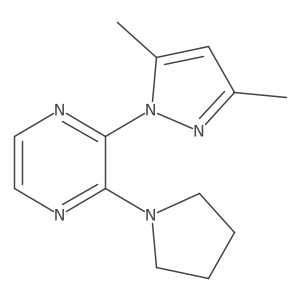 2-(3,5-dimethyl-1H-pyrazol-1-yl)-3-(pyrrolidin-1-yl)pyrazine Structure