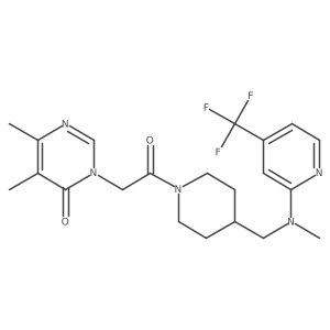 5,6-Dimethyl-3-{2-[4-({methyl[4-(trifluoromethyl)pyridin-2-yl]amino}methyl)piperidin-1-yl]-2-oxoethyl}-3,4-dihydropyrimidin-4-one结构式