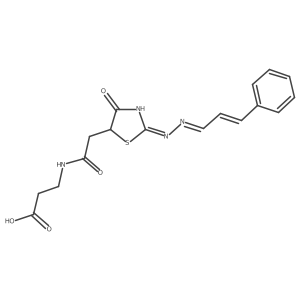 3-(2-((E)-4-oxo-2-((E)-((E)-3-phenylallylidene)hydrazono)thiazolidin-5-yl)acetamido)propanoic acid Structure