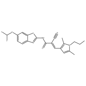 2-cyano-N-{6-[(difluoromethyl)sulfanyl]-1,3-benzothiazol-2-yl}-3-(2,5-dimethyl-1-propyl-1H-pyrrol-3-yl)prop-2-enamide Structure