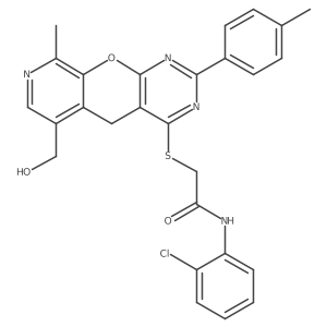 N-(2-chlorophenyl)-2-((6-(hydroxymethyl)-9-methyl-2-(p-tolyl)-5H-pyrido[4',3':5,6]pyrano[2,3-d]pyrimidin-4-yl)thio)acetamide Structure
