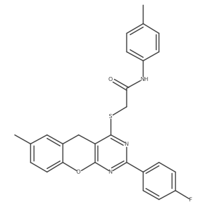 2-((2-(4-fluorophenyl)-7-methyl-5H-chromeno[2,3-d]pyrimidin-4-yl)thio)-N-(p-tolyl)acetamide结构式
