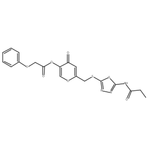4-oxo-6-(((5-propionamido-1,3,4-thiadiazol-2-yl)thio)methyl)-4H-pyran-3-yl 2-phenoxyacetate结构式