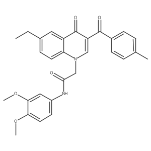 N-(3,4-dimethoxyphenyl)-2-(6-ethyl-3-(4-methylbenzoyl)-4-oxoquinolin-1(4H)-yl)acetamide结构式