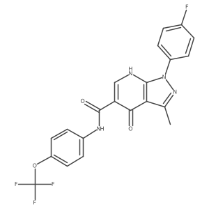 1-(4-fluorophenyl)-3-methyl-4-oxo-N-(4-(trifluoromethoxy)phenyl)-4,7-dihydro-1H-pyrazolo[3,4-b]pyridine-5-carboxamide Structure