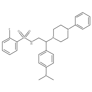 N-(2-(4-(dimethylamino)phenyl)-2-(4-phenylpiperazin-1-yl)ethyl)-2-fluorobenzenesulfonamide结构式