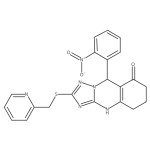 9-(2-nitrophenyl)-2-[(pyridin-2-ylmethyl)sulfanyl]-5,6,7,9-tetrahydro[1,2,4]triazolo[5,1-b]quinazolin-8(4H)-one结构式