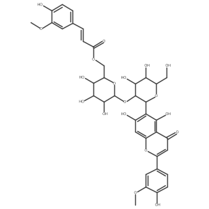 5,7-Dihydroxy-2-(4-hydroxy-3-methoxyphenyl)-6-[2-O-[6-O-[3-(4-hydroxy-3-methoxyphenyl)-1-oxo-2-propen-1-yl]-I(2)-D-glucopyranosyl]-I(2)-D-glucopyranosyl]-4H-1-benzopyran-4-one Structure