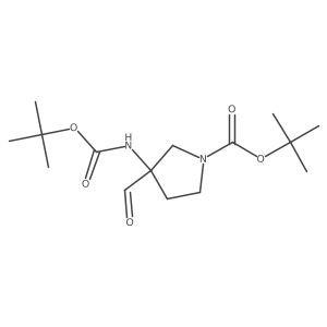 tert-butyl (R)-1-(tert-butoxycarbonyl)-3-formylpyrrolidin-3-ylcarbamate结构式