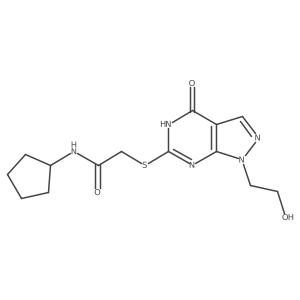 N-cyclopentyl-2-((1-(2-hydroxyethyl)-4-oxo-4,5-dihydro-1H-pyrazolo[3,4-d]pyrimidin-6-yl)thio)acetamide结构式