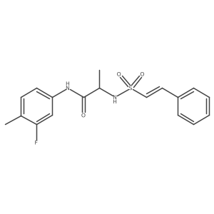 N-(3-fluoro-4-methylphenyl)-2-(2-phenylethenesulfonamido)propanamide结构式