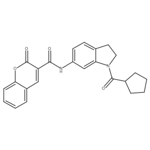 N-(1-(cyclopentanecarbonyl)indolin-6-yl)-2-oxo-2H-chromene-3-carboxamide结构式