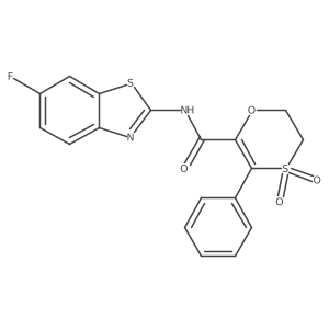 N-[(2Z)-6-fluoro-1,3-benzothiazol-2(3H)-ylidene]-3-phenyl-5,6-dihydro-1,4-oxathiine-2-carboxamide 4,4-dioxide Structure
