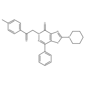 5-(2-oxo-2-(p-tolyl)ethyl)-7-phenyl-2-(piperidin-1-yl)thiazolo[4,5-d]pyridazin-4(5H)-one结构式