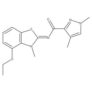 (E)-N-(4-ethoxy-3-methylbenzo[d]thiazol-2(3H)-ylidene)-1,4-dimethyl-1H-pyrazole-3-carboxamide结构式