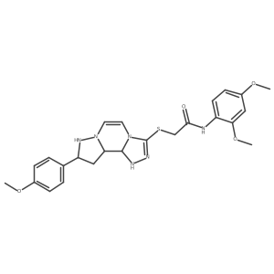 N-(2,4-dimethoxyphenyl)-2-{[11-(4-methoxyphenyl)-3,4,6,9,10-pentaazatricyclo[7.3.0.0^{2,6}]dodeca-1(12),2,4,7,10-pentaen-5-yl]sulfanyl}acetamide结构式