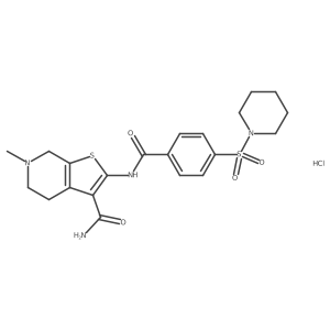 6-Methyl-2-(4-(piperidin-1-ylsulfonyl)benzamido)-4,5,6,7-tetrahydrothieno[2,3-c]pyridine-3-carboxamide hydrochloride Structure